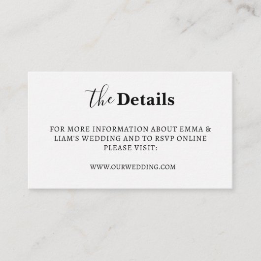 Cartes d'information de mariage blanc (Devant)