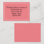 Cartes d'information de mariage corail (Devant / Derrière)