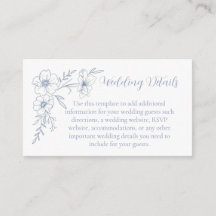 Cartes d'information de mariage Fleurs Bleues Ench