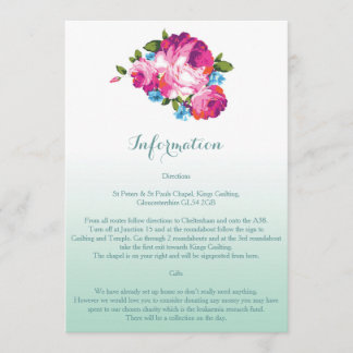 Cartes d'information de mariage floral Menthe ombr