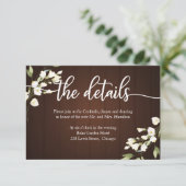 Cartes d'information de mariage florales rustiques (Debout devant)
