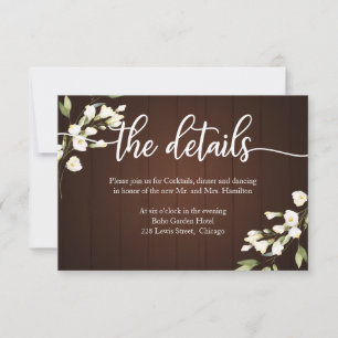 Cartes d'information de mariage florales rustiques