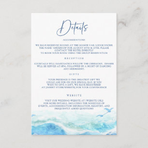 Cartes d'information de mariage Océan Bleu