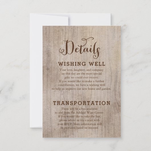 Cartes d'information de mariage rustiques (Dos)