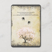 Cartes d'information de mariage vintage de l'arbre (Dos)