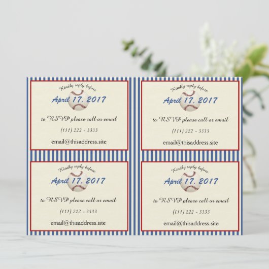 Cartes d'information DIY Baseball (Debout devant)