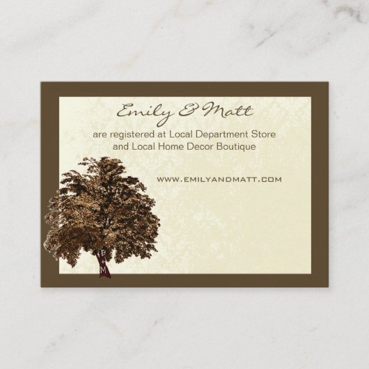 Cartes d'information du Mariage Brown en chêne (Devant)