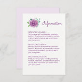 Cartes d'information du Mariage Rose violet (Devant / Derrière)