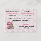 Cartes d'information d'urgence pour enfants Monogr (Dos)