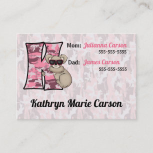 Cartes d'information d'urgence pour enfants Monogr