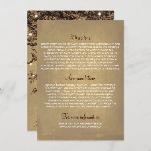 Cartes d'information mariage avec chêne (Devant / Derrière)