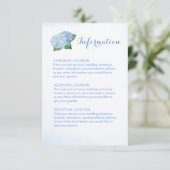 Cartes d'information Mariage Blue Hydrangea (Debout devant)