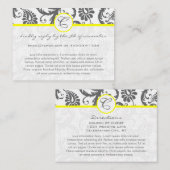 Cartes d'information Mariage damassé gris jaune et (Devant / Derrière)