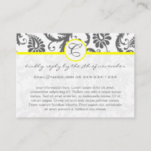 Cartes d'information Mariage damassé gris jaune et