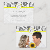 Cartes d'information Mariage damassé gris jaune et (Devant / Derrière)