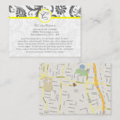 Cartes d'information Mariage damassé gris jaune et (Devant / Derrière)