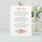 Cartes d'information Mariage de fleurs d'aquarelle (Debout devant)
