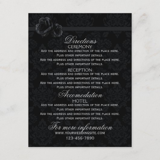 Cartes d'information mariage noir Mariage (Devant)