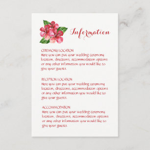 Cartes d'information Mariage Tropical Red Hibiscus