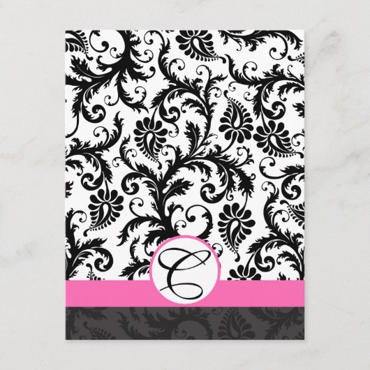 Cartes d'information - Noir Damask Hot Pink Triage (Devant)