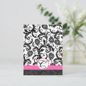 Cartes d'information - Noir Damask Hot Pink Triage (Debout devant)