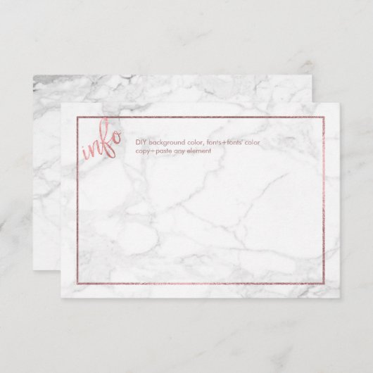 CARTES D'INFORMATION PixDezines/MARBLE+FAUX OR ROS (Devant / Derrière)