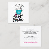 Cartes d'ingrédients de cacao chaud maison (Devant / Derrière)