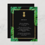 Cartes d'insertion d'ananas tropicales, noir et or (Devant / Derrière)