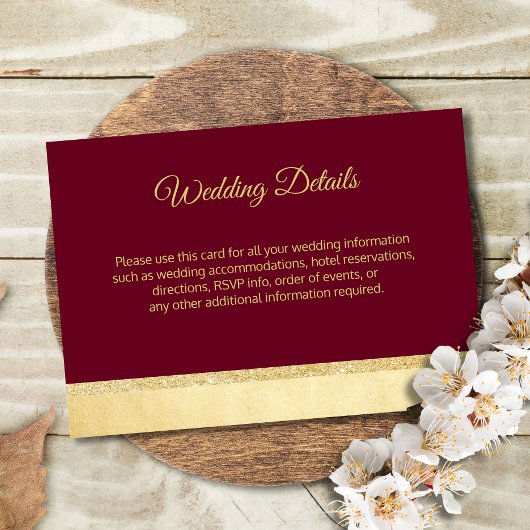 Cartes d'insertion de détails de mariage en or de