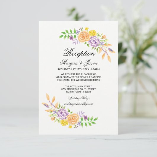 Cartes d'insertion de détails floraux pour récepti (Debout devant)