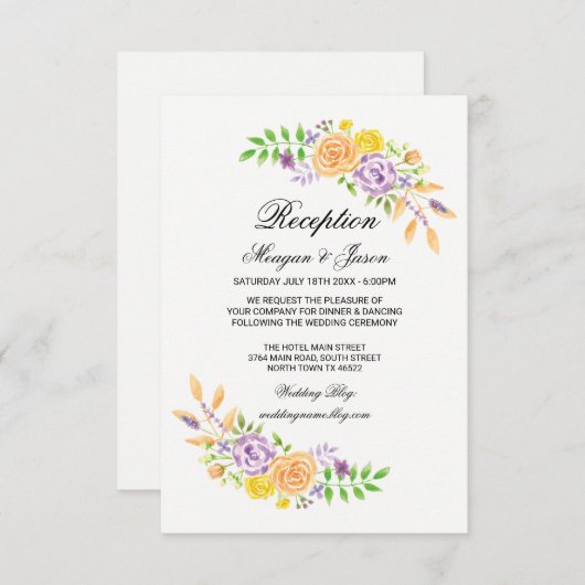 Cartes d'insertion de détails floraux pour récepti (Devant / Derrière)