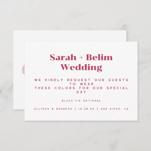 Cartes d'insertion de Faire-part de mariage coordo (Devant / Derrière)