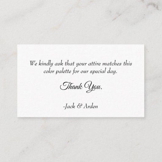 Cartes d'insertion de Faire-part de mariage coordo (Dos)