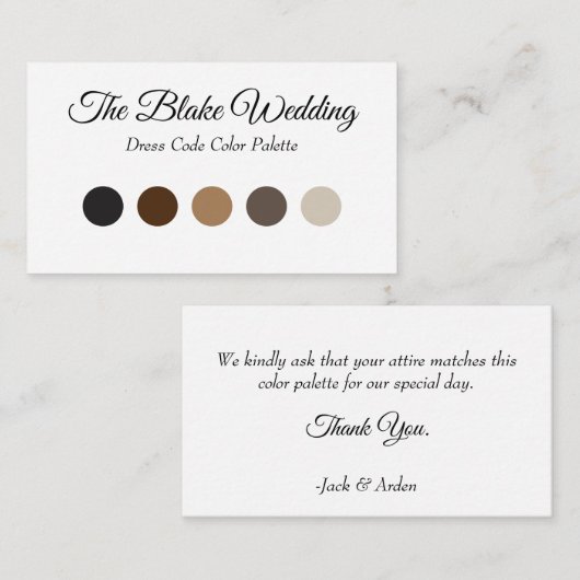 Cartes d'insertion de Faire-part de mariage coordo (Devant / Derrière)