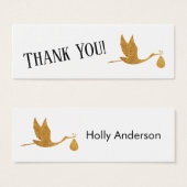 Cartes d'insertion de Merci simple Faux Gold Stork (Devant & derrière)