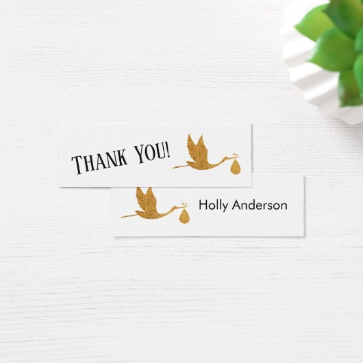 Cartes d'insertion de Merci simple Faux Gold Stork (Bureau)