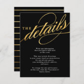 Cartes d'insertion de texte moderne noir et or uni (Devant / Derrière)