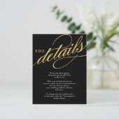 Cartes d'insertion de texte moderne noir et or uni (Debout devant)