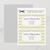 Cartes d'insertion du registre du baby shower, jau (Devant / Derrière)