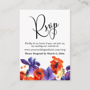 Cartes d'insertion RSVP en ligne Coquelicots rouge