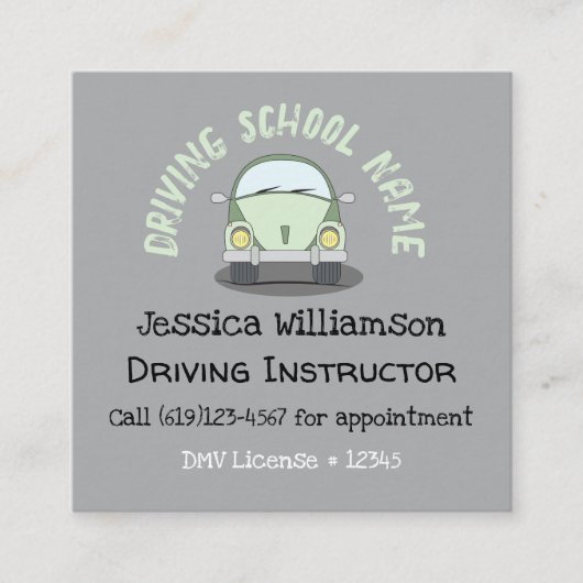 Cartes d'instructeur de l'école de conduite mignon (Devant)