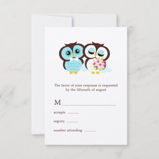 Cartes d'intervention du mariage Owls (Devant)
