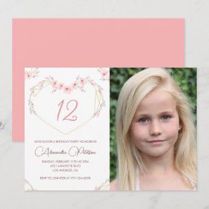 Cartes d'invitation 12 ans Boho Fleur Photo