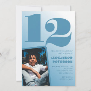 Cartes d'invitation 12 ans garçon avec photo dégra