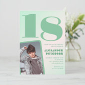 Cartes d'invitation 18 ans garçon dégradé vert Pho (Debout devant)