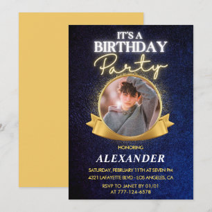 Cartes d'invitation 18 ans pour homme Élégant Chic