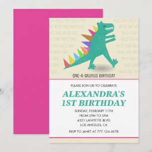 Cartes d'invitation 1er anniversaire Dinosaure Fil