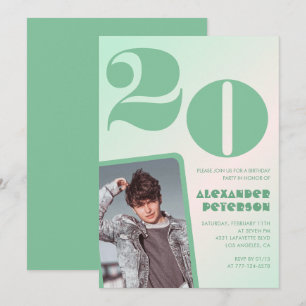 Cartes d'invitation 20 ans avec dégradé vert Photo