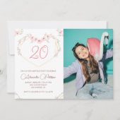 Cartes d'invitation 20 ans Boho Fleur Photo (Devant)