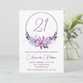 Cartes d'invitation 21 ans Élégant Boho violet (Debout devant)
